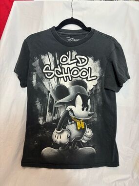 Disney Black 'Old School' Mickey Graphic Tee with Gold Accent